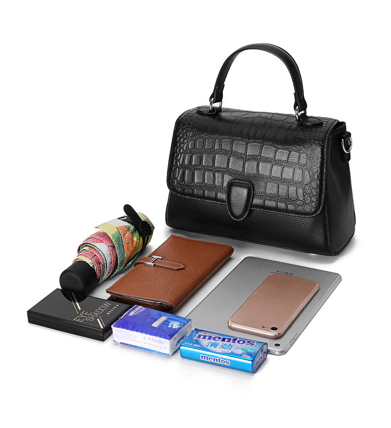 本革レディースバッグ鰐柄ハンドバッグファッション軽量贅沢牛革ショルダーバッグ通勤ハンドバッグ.カバン