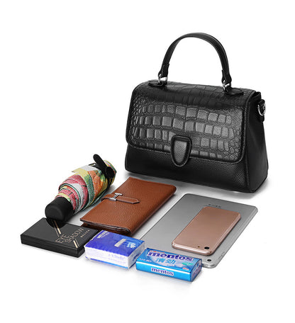 本革レディースバッグ鰐柄ハンドバッグファッション軽量贅沢牛革ショルダーバッグ通勤ハンドバッグ.カバン