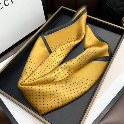 シルクスカーフドット柄小さなスカーフ女性気質ファッション通勤何とでも合うスカーフ