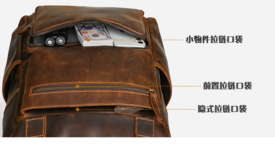 メンズリュック牛革本革製大容量アウトドアカジュアル男性用旅行かばんパソコンバッグ