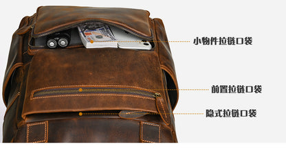 メンズリュック牛革本革製大容量アウトドアカジュアル男性用旅行かばんパソコンバッグ