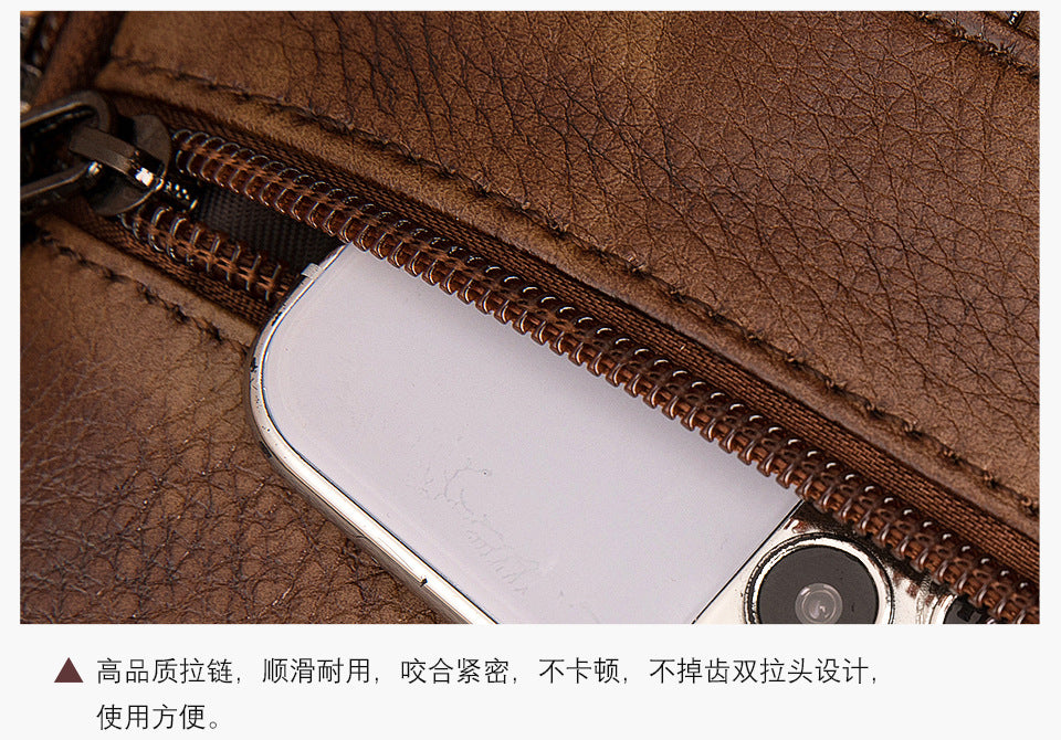 メンズバストバッグ牛革本革製レトロアウトドア多用途男性用斜めがけバッグ