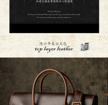 メンズハンドバッグ手提げかばん手作業牛皮本革製クレイジー・ホース斜めがけショルダーバッグ男性用OLビジネスカジュアルブリーフケースパソコンバッグ