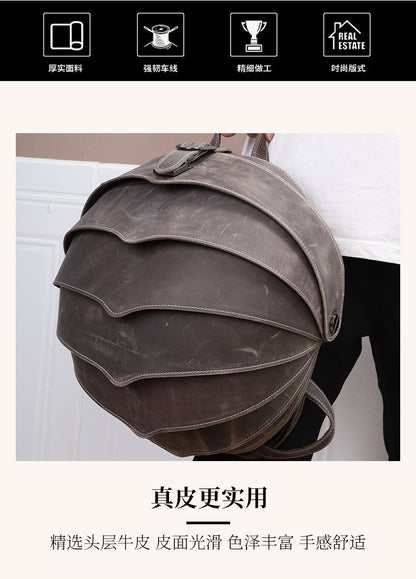 メンズリュック牛革本革製クレイジー・ホース個性ファッションビートルズカジュアル男性用旅行かばん