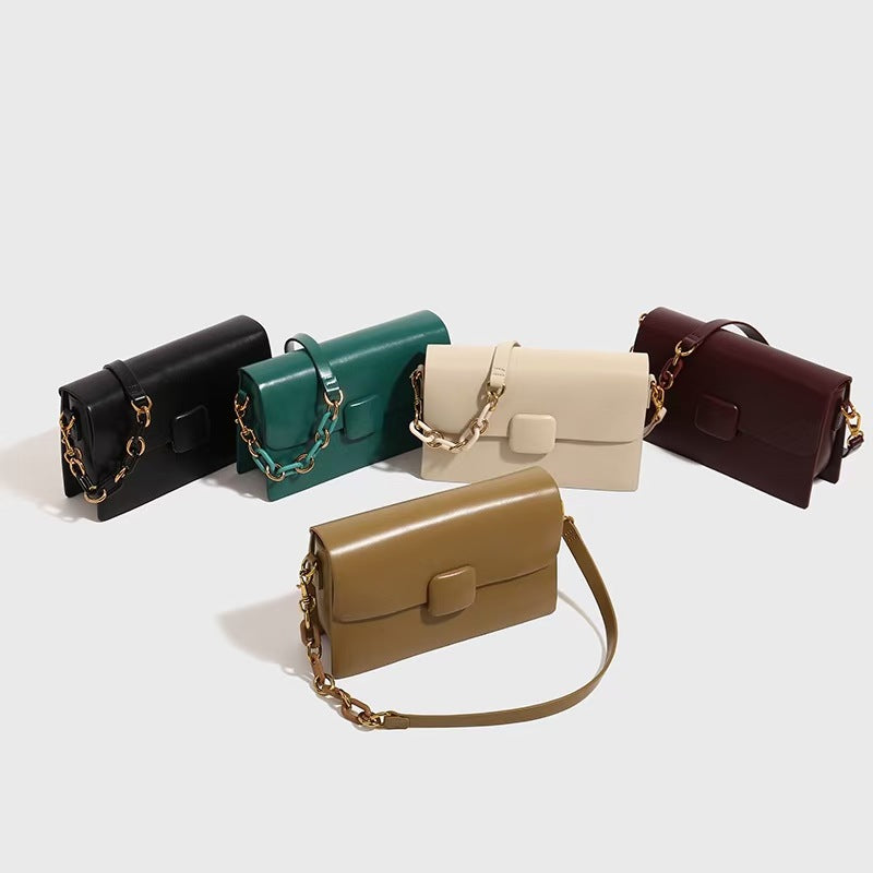 アクリルチェーンバック高級感の本革レディースバッグ流行ファッション斜め掛けわきの下バッグ ショルダーバッグ.ポシェット