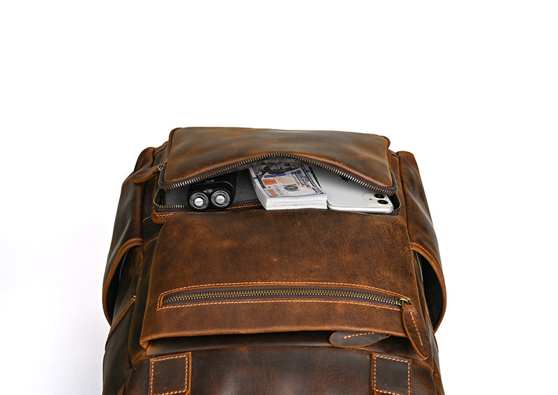 メンズリュック牛革本革製大容量アウトドアカジュアル男性用旅行かばんパソコンバッグ
