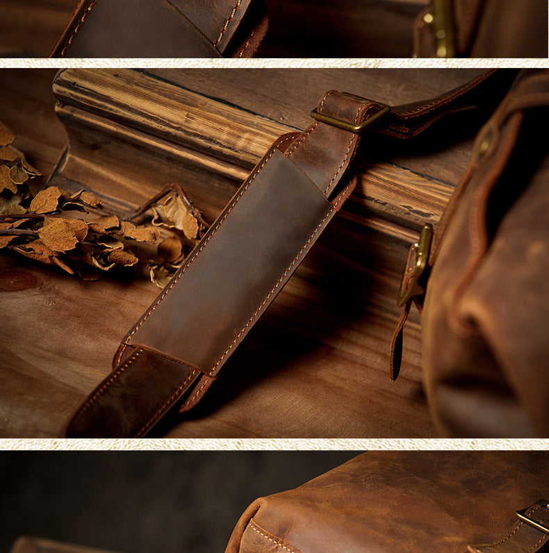 メンズ旅行かばん 手提げかばん 手作り オリジナル レトロ 大容量 牛革本革製 荷物かばん 男性斜めがけショルダーバッグ