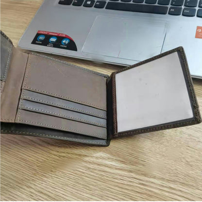 メンズ短財布2つ折り牛革レトロファッション男性用ウォレット
