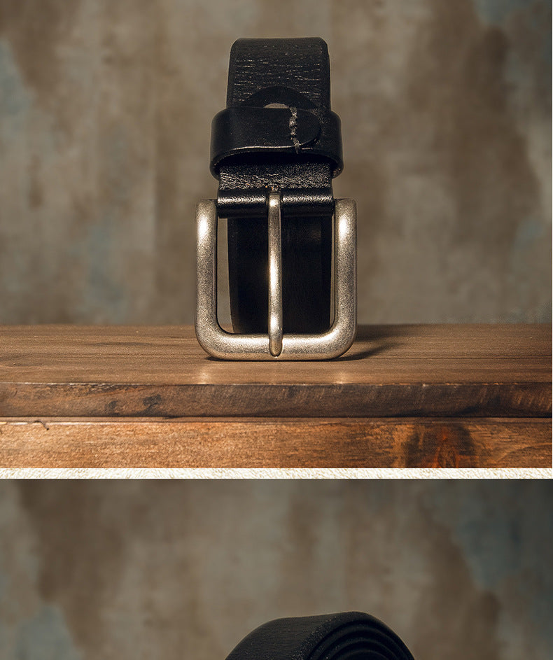 メンズベルト 牛革本革製 手作り 針バックル シンプルカジュアル ヴィンテージファッション男性用ベルト