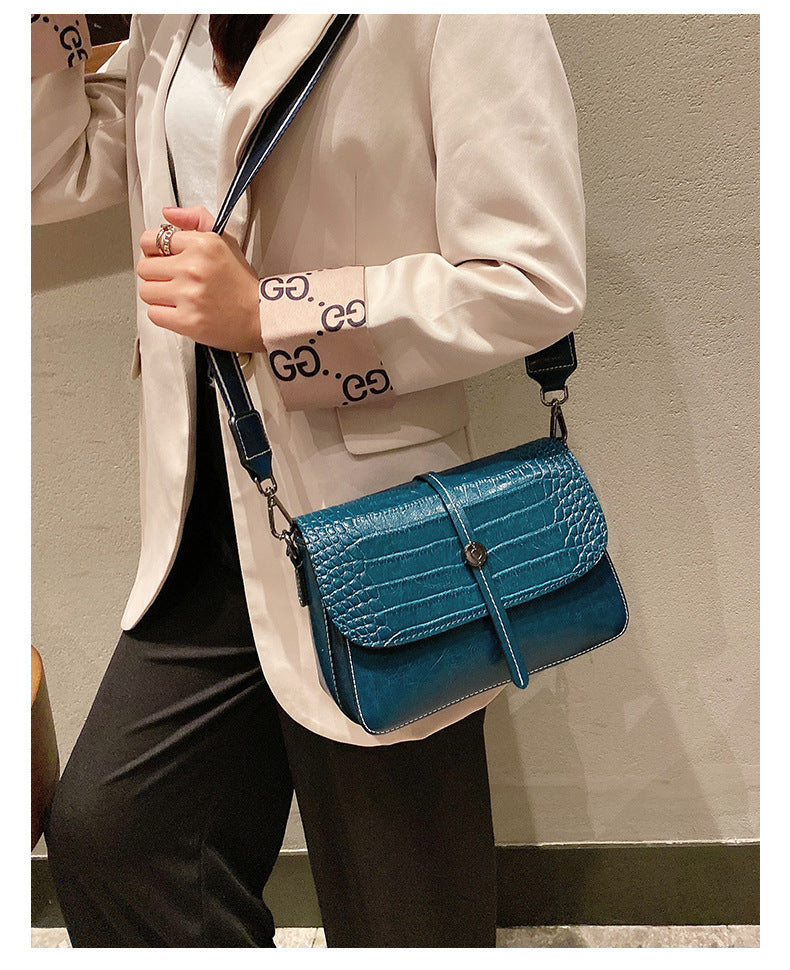 レディースバッグ鰐柄牛革ファッション何とでも合う斜め掛けバッグ本革スクエアバッグレトロショルダーバッグ.ポシェット