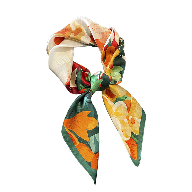 シルクスカーフプリント柄フレンチスカーフ高品質気質エレガントネッカチーフ