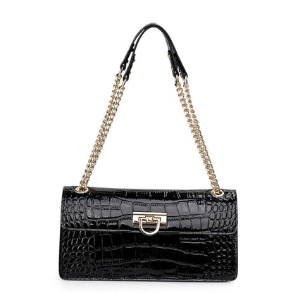 本革レディースバッグ鰐柄ファッションチェーンバッグ高品質斜め掛けバッグスクエアバッグ気質ショルダーバッグ.ポシェット