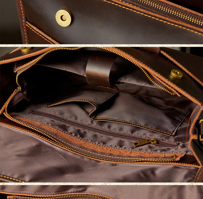 メンズハンドバッグ手提げかばん手作業牛皮本革製クレイジー・ホース斜めがけショルダーバッグ男性用OLビジネスカジュアルブリーフケースパソコンバッグ