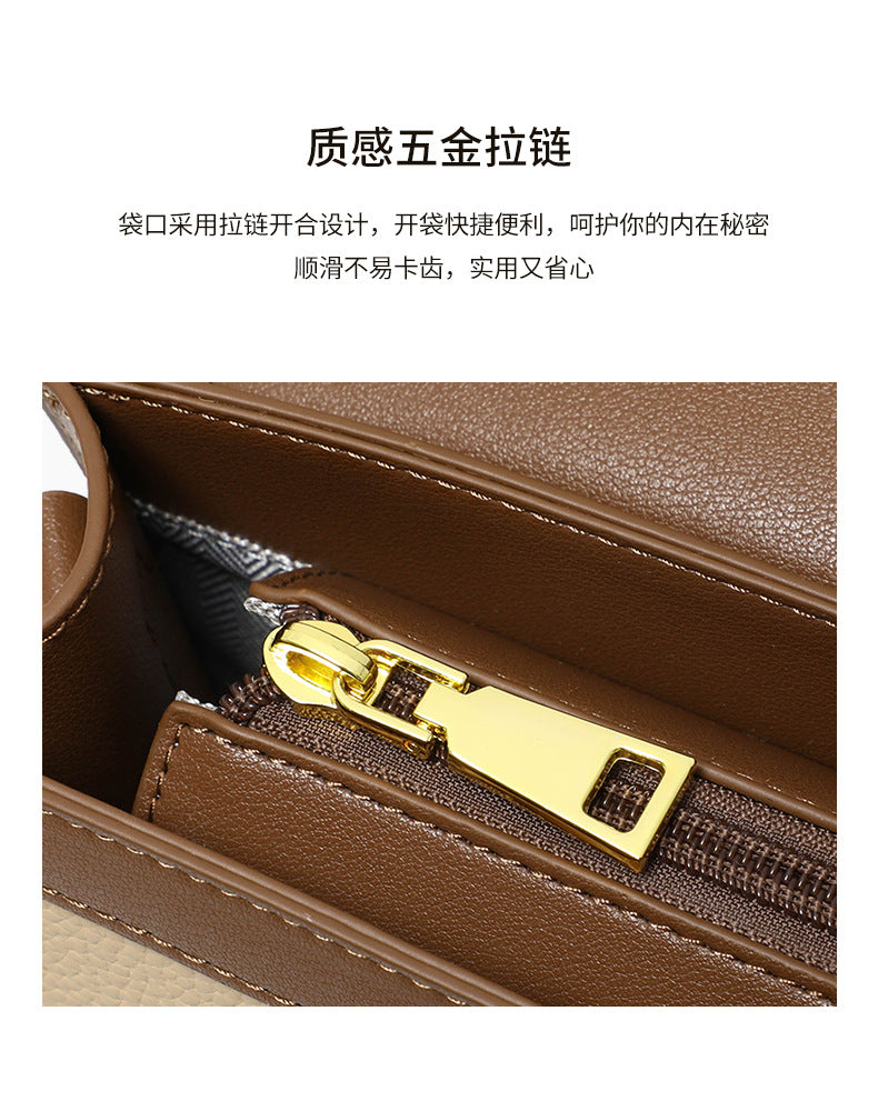 レディースバッグ斜め掛けバッグ高級感本革スクエアバッグカラーマッチング何とでも合うレトロショルダーバッグ.ポシェット