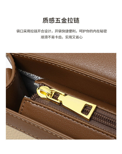 レディースバッグ斜め掛けバッグ高級感本革スクエアバッグカラーマッチング何とでも合うレトロショルダーバッグ.ポシェット