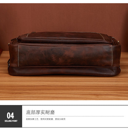 メンズハンドバッグブリーフケース牛革本革製レトロビジネス男性パソコンバッグ