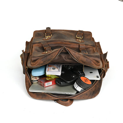 メンズリュック牛革本革製大容量アウトドアカジュアル男性用旅行かばんパソコンバッグ