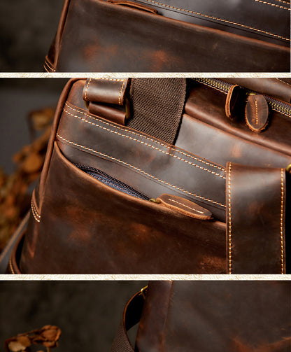 メンズリュック手作り牛革本革製クレイジー・ホースレトロ大容量 パソコンバッグカジュアルファッション出張旅行かばん