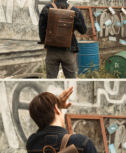メンズリュックサック牛革本革製手作り個性ファッションカジュアル旅行かばんパソコンバッグ