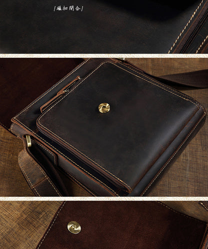 メンズショルダーバッグ牛皮本革製クレイジー・ホースオリジナルシンプルビジネスカジュアルファッション男性用斜めがけバッグ