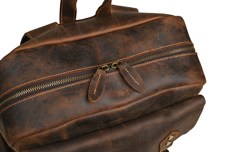 メンズリュック牛革本革製大容量アウトドアカジュアル男性用旅行かばんパソコンバッグ