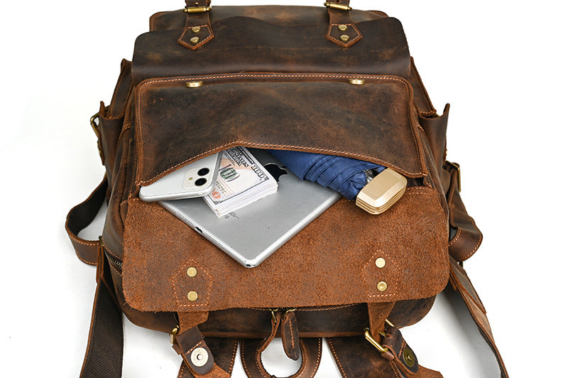 メンズリュック牛革本革製大容量アウトドアカジュアル男性用旅行かばんパソコンバッグ