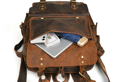 メンズリュック牛革本革製大容量アウトドアカジュアル男性用旅行かばんパソコンバッグ