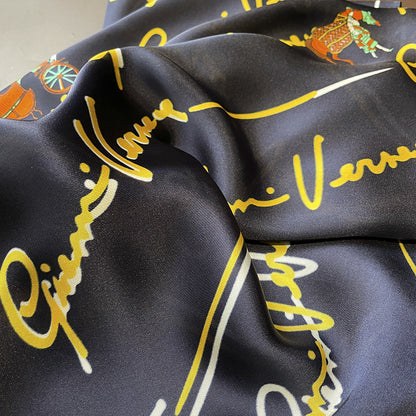 スカーフ字母柄手書きプリント柄シミュレーションシルク長いリボンの大きなリボンファッションスカーフ枚