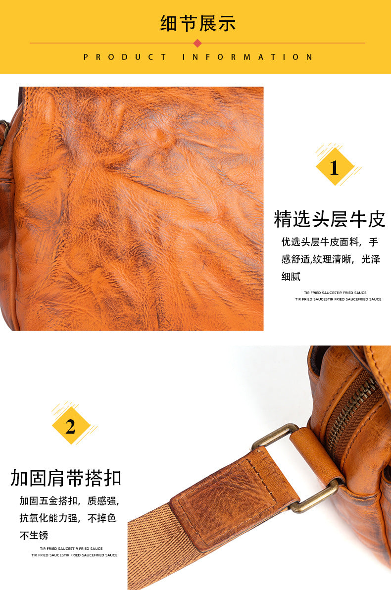 メンズショルダーバッグ牛革本革製レトロ男性斜めがけバッグ