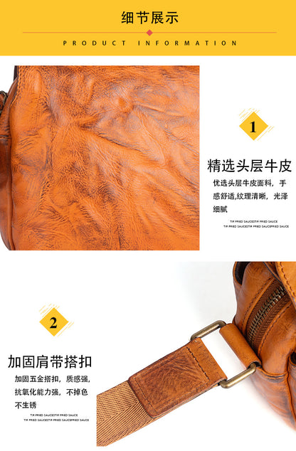 メンズショルダーバッグ牛革本革製レトロ男性斜めがけバッグ