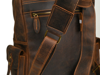 メンズリュック牛革本革製大容量アウトドアカジュアル男性用旅行かばんパソコンバッグ