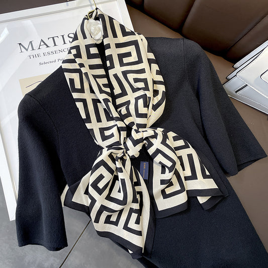 シルクスカーフ字母柄ファッションエレガント気質シルクのマフラーにネッカチーフ