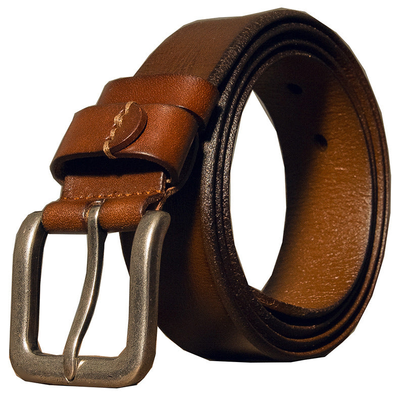 メンズベルト 牛革本革製 手作り 針バックル シンプルカジュアル ヴィンテージファッション男性用ベルト