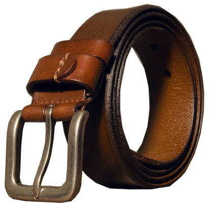 メンズベルト 牛革本革製 手作り 針バックル シンプルカジュアル ヴィンテージファッション男性用ベルト