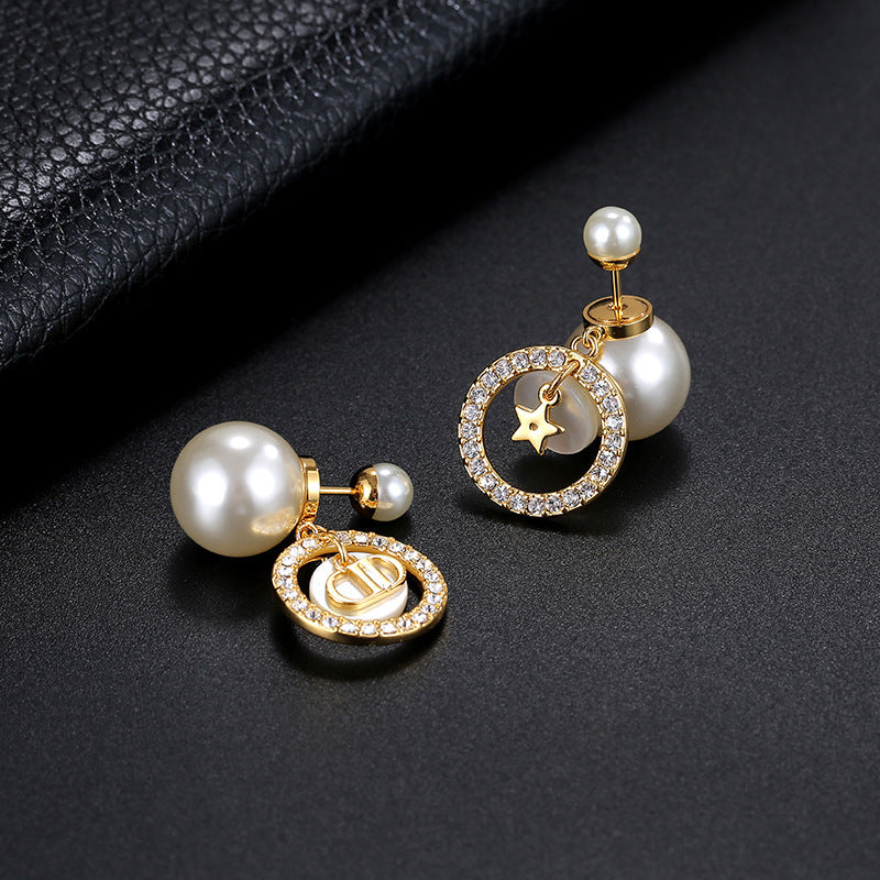 イヤリング大小パール貝殻キュービックシャシ贅沢を軽んじるピアス