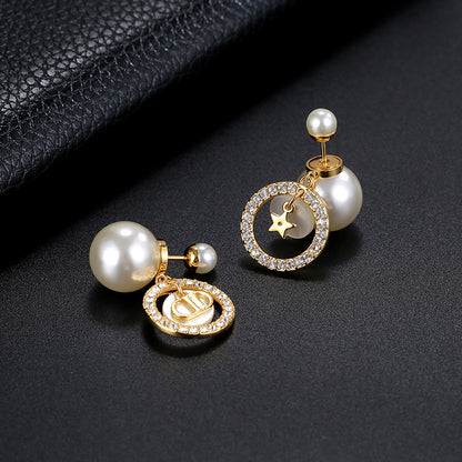 イヤリング大小パール貝殻キュービックシャシ贅沢を軽んじるピアス