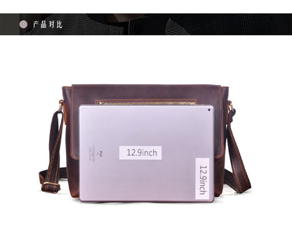 メンズ斜めがけバッグ牛革本革製レトロ男性用ショルダーバッグ