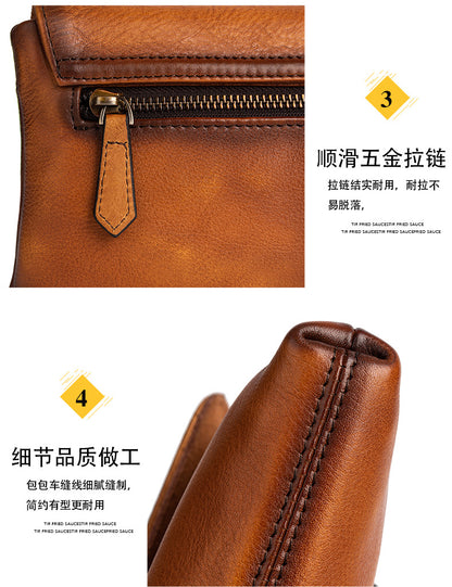 メンズクラッチバッグ牛革本革製レトロカジュアル男性用ハンドバッグ