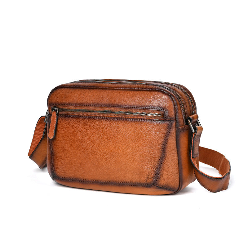 メンズショルダーバッグ牛革本革製大容量シンプル男性用斜めがけバッグ