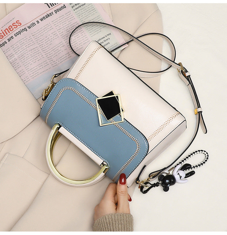 レディースバッグ高級感斜め掛けバッグ本革わきの下バッグカラーマッチングハンドバッグファッションショルダーバッグ.ポシェット