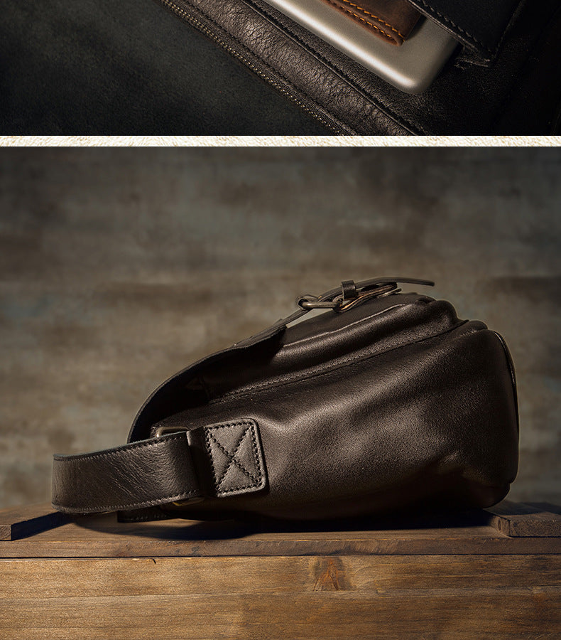 メンズメッセンジャーバッグ韩国ファッションカジュアル手作り牛皮本革製男性斜めがけショルダーバッグ