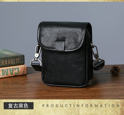 メンズショルダーバッグ牛革本革製レトロカジュアル旅行バッグ男性斜めがけバッグスマホポーチ
