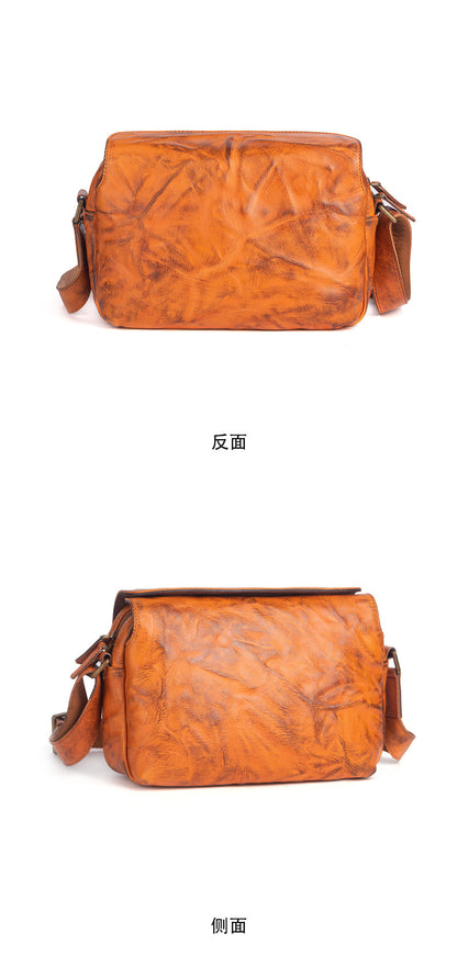 メンズショルダーバッグ牛革本革製レトロ男性斜めがけバッグ