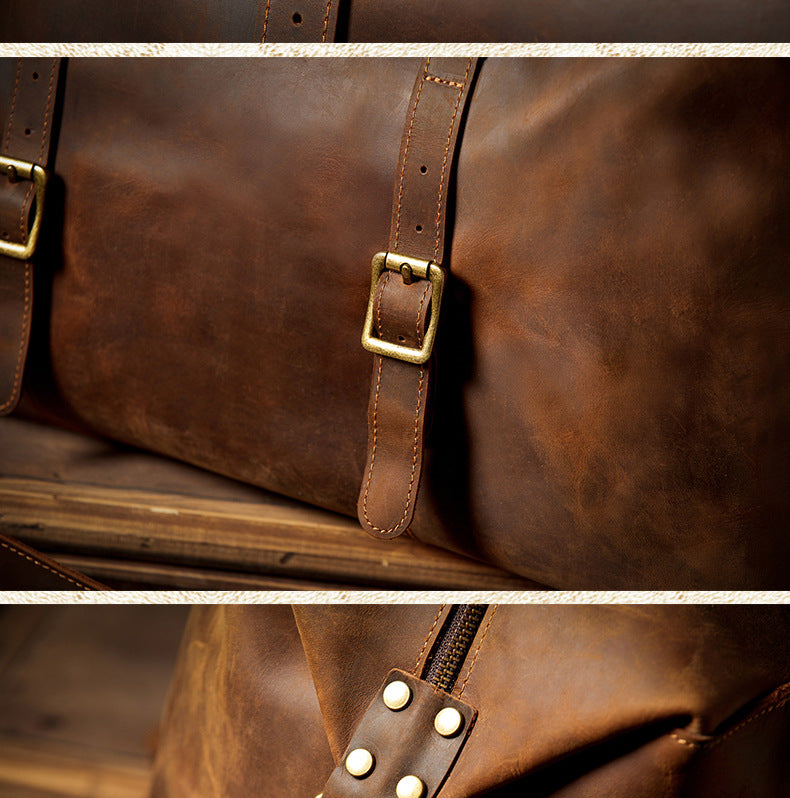 メンズ旅行かばん 手提げかばん 手作り オリジナル レトロ 大容量 牛革本革製 荷物かばん 男性斜めがけショルダーバッグ