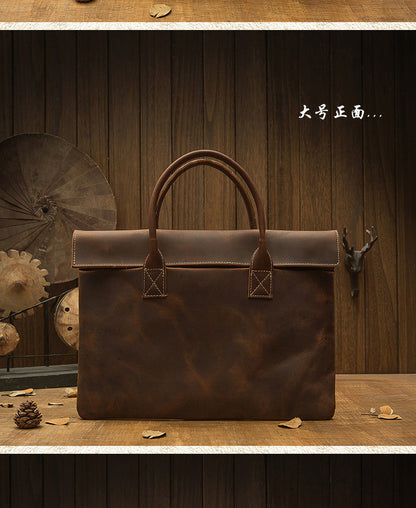 メンズ手提げかばん ハンドバッグ 手作業 韩国ファッション 牛革本革製 カジュアルビジネス用ブリーフケース薄型パソコンバッグ