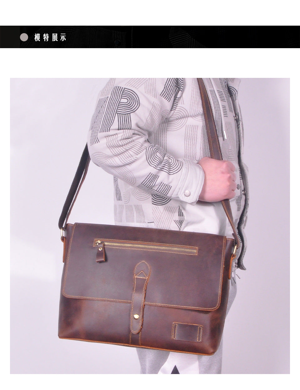 メンズ斜めがけバッグ牛革本革製レトロ男性用ショルダーバッグ