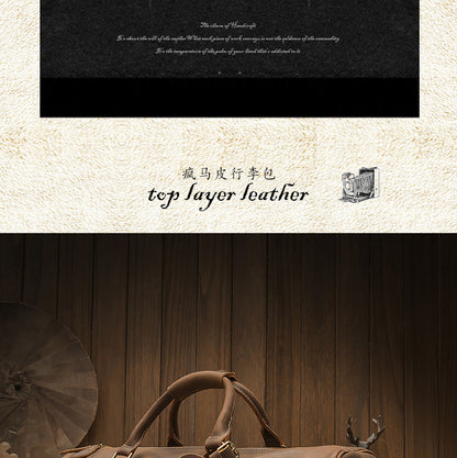 メンズ旅行かばん 大容量 牛革 クレイジー・ホース 手作業 レトロ 斜めがけ手提げかばん ファッション男性用荷物かばん