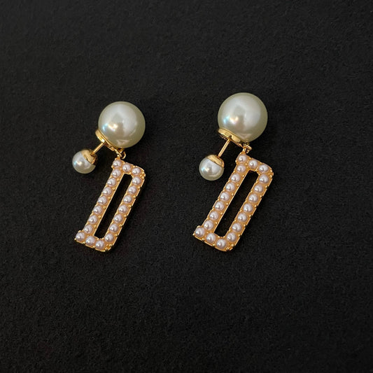 パールイヤリング女性キュービックシャシ気質ファッション軽い贅沢なピアス