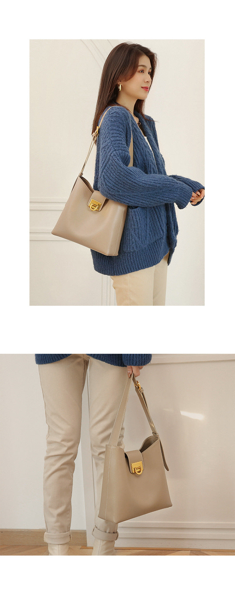 本革レディースバッグフレンチミニバケツバッグファッション何とでも合う斜め掛けバッグショルダーバッグ.ポシェット