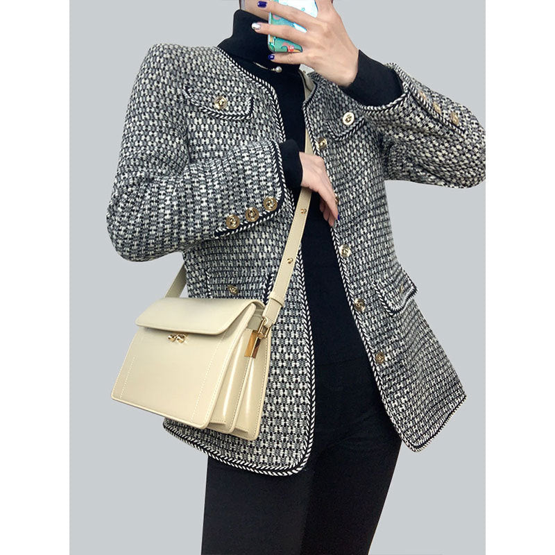 レディースバッグ レトロわきの下バッグ本革シンプル気質スクエアバッグアコーディオンバッグ気質ショルダーバッグ.ポシェット